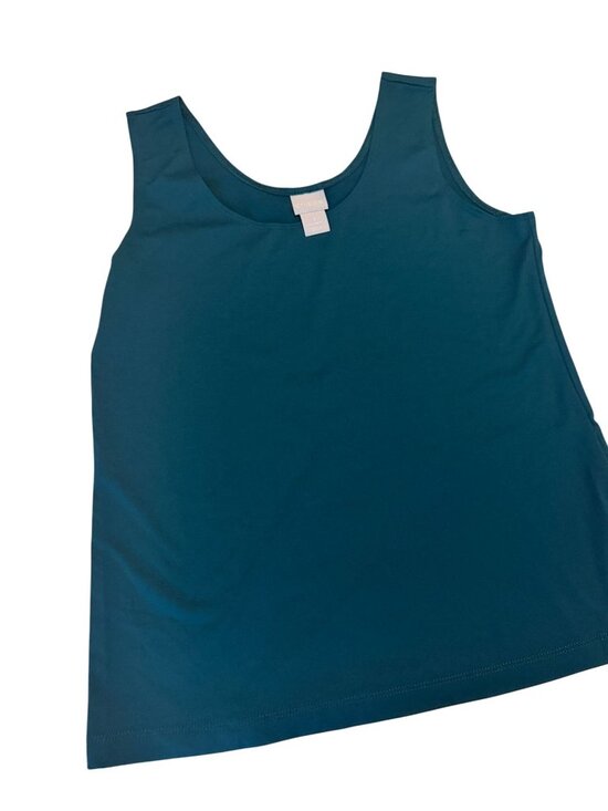 Chico's Tops - Chico's Hunter Green Wide Strap Stretch Business Traveler Tank Size Medium
